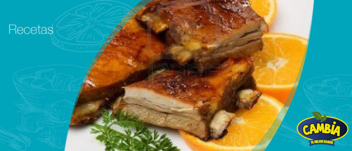 Costillas al horno con naranja y miel